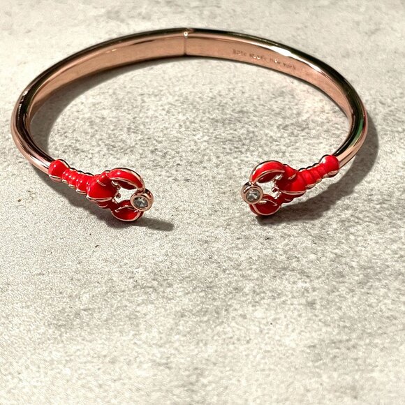 Kate Spade Love Lobster Hinged Rosetone Bangle Bracelet One Size 2-1/8" Inner - Picture 2 of 8